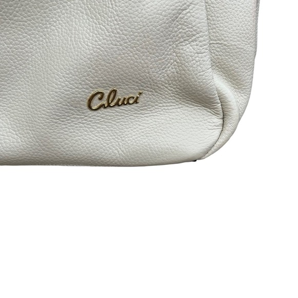 Cluci Leather Purse Womens Shoulder Bag Pebbled Leather White Smooth - Picture 2 of 15